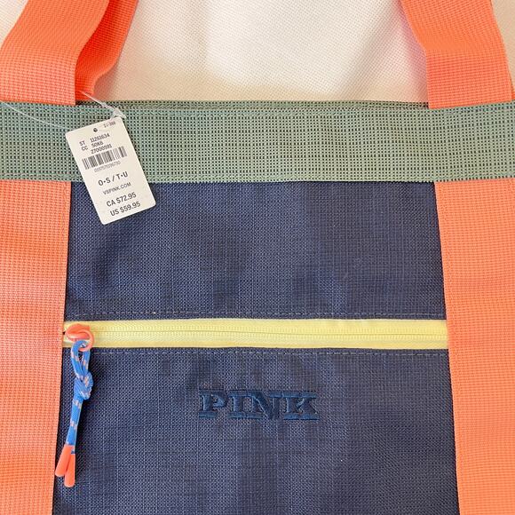 \Victoria's Secret Pink Weekender Tote Bag Blue Coral - Picture 5 of 6